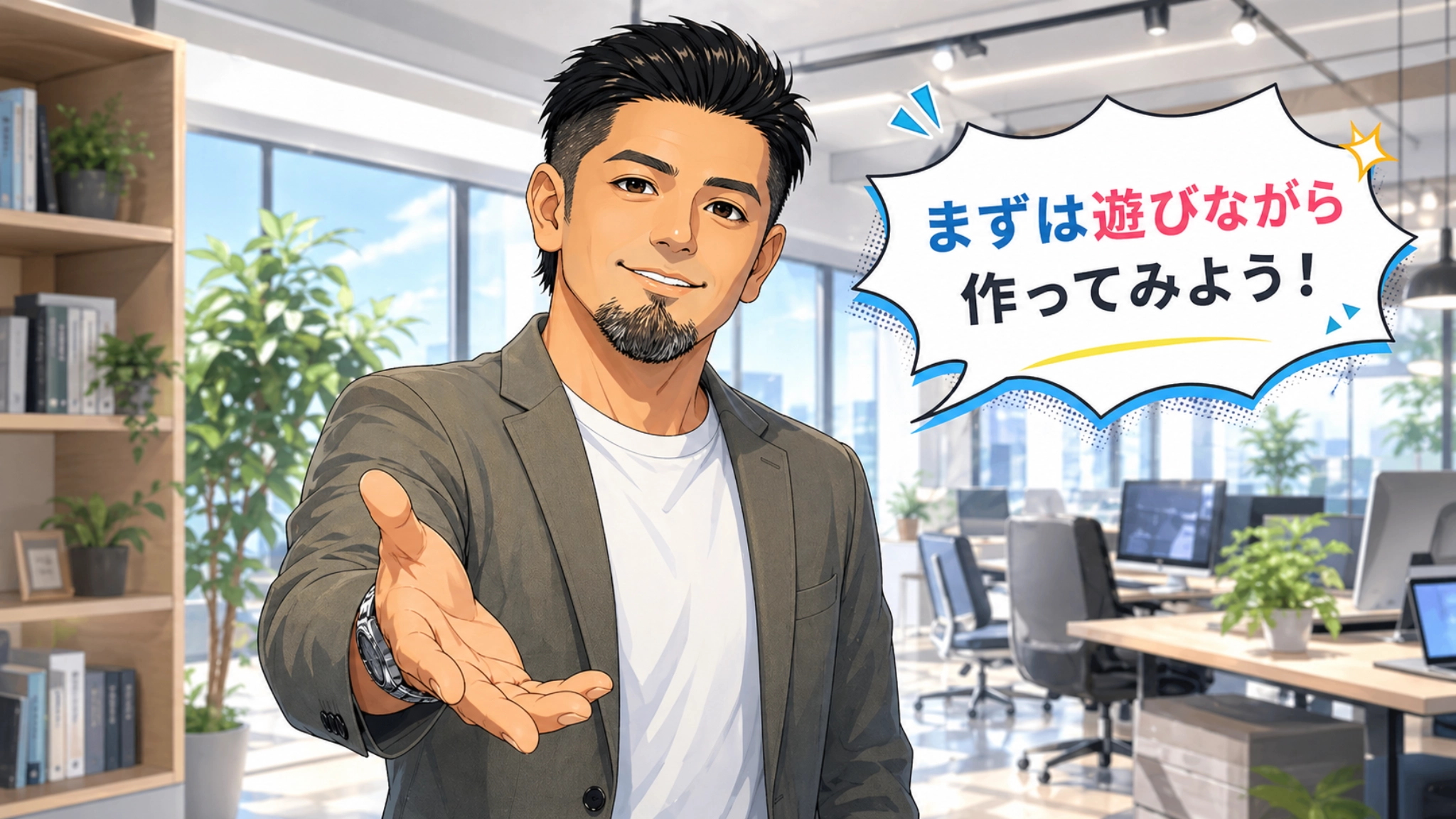 遊びながらAIを覚えようと提案するBOSS