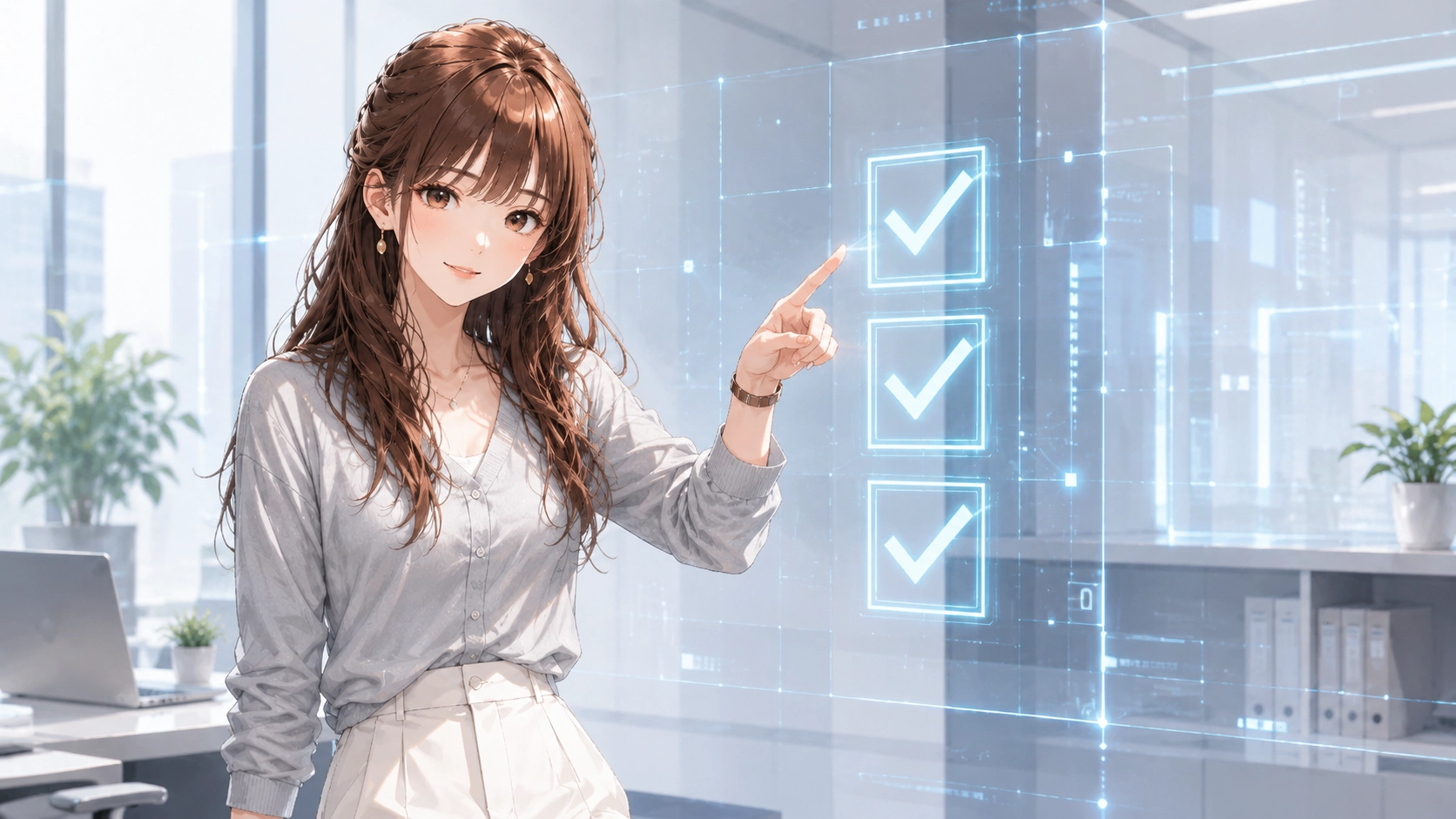 3つのポイントを指し示すさくらこ