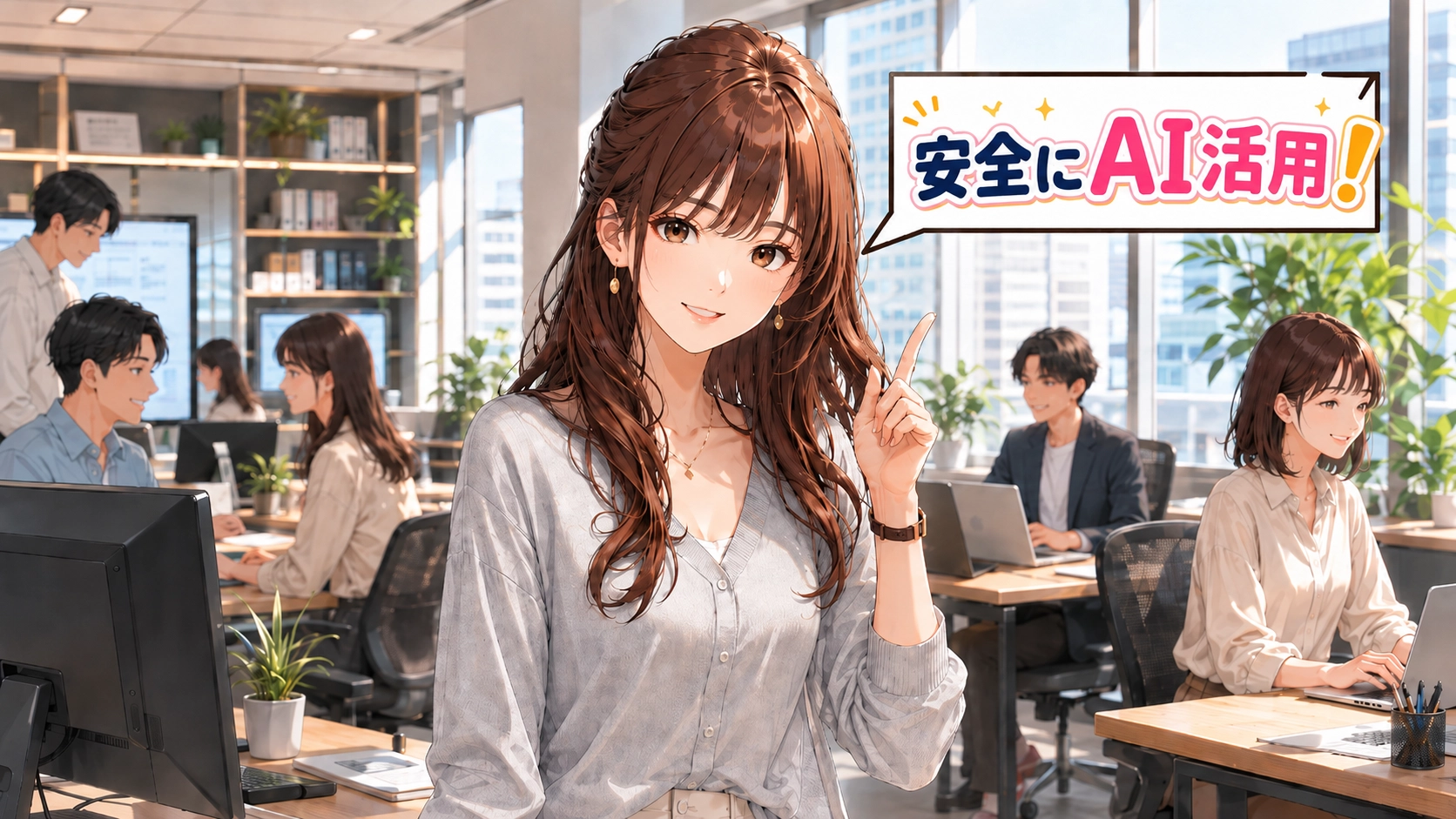 安全なAI活用で喜ぶさくらこと社員たち