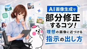 生成画像の修正方法に悩むさくらことミフオのイラスト