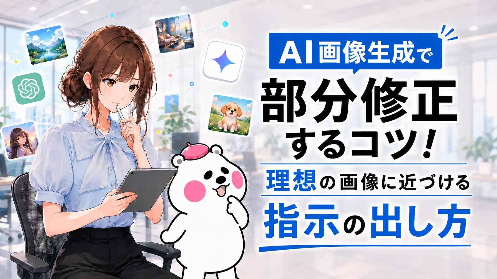 生成画像の修正方法に悩むさくらことミフオのイラスト