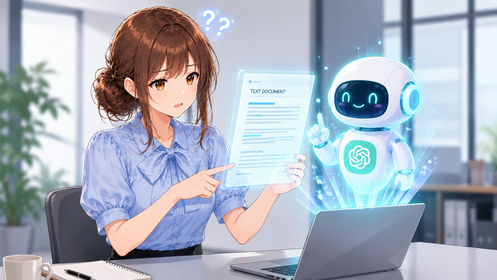 ChatGPTを使って文章の長さを縮めたり広げたり調整しているイメージ