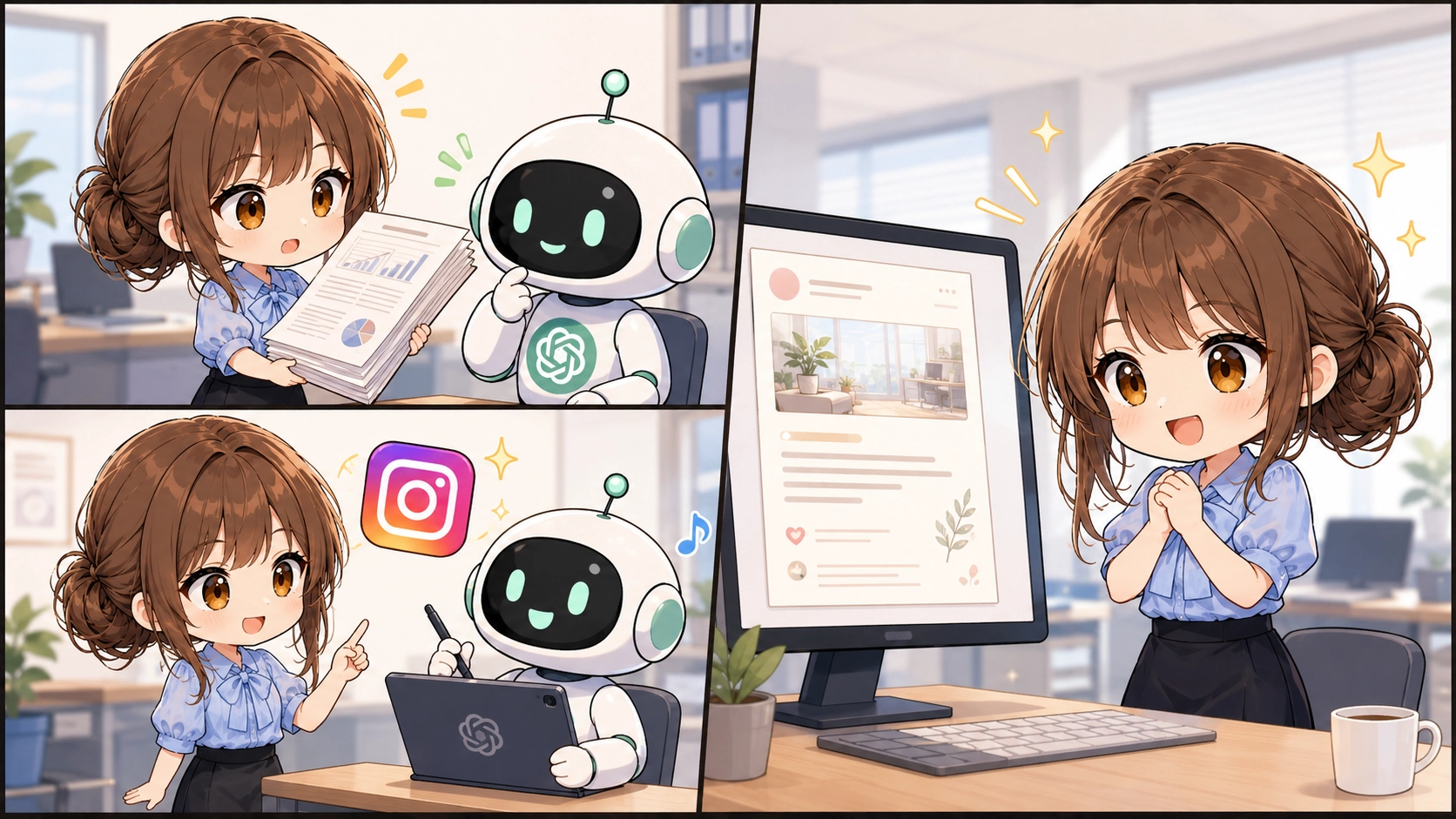 資料や要望をAIに伝えて、文章の長さやトーンを変更するイメージ