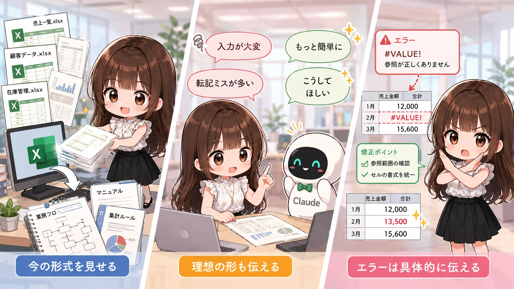 AIへの修正指示のポイントが分かるイメージ画像