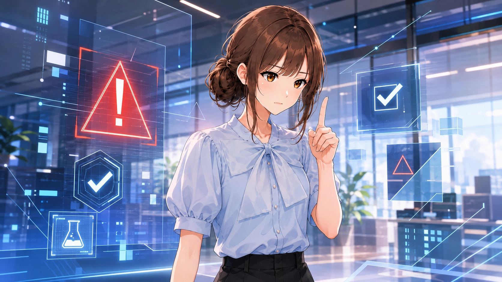 データフィルタを「テスト」状態で作成するよう注意を促すさくらこ