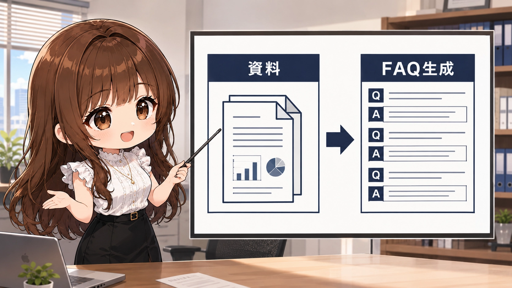 ちびキャラのさくらこがNotebookLMの仕組みを図解で解説する様子
