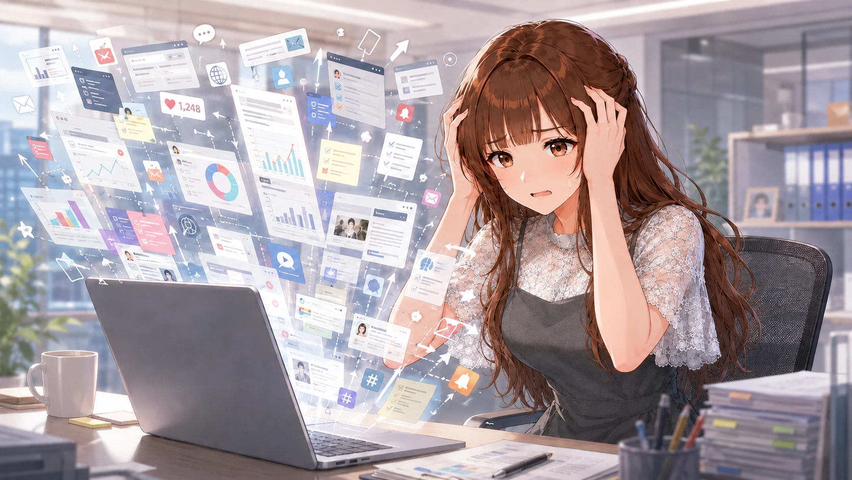 次々と更新される最新テクノロジーや業界トレンドの情報をイメージしたビジュアル