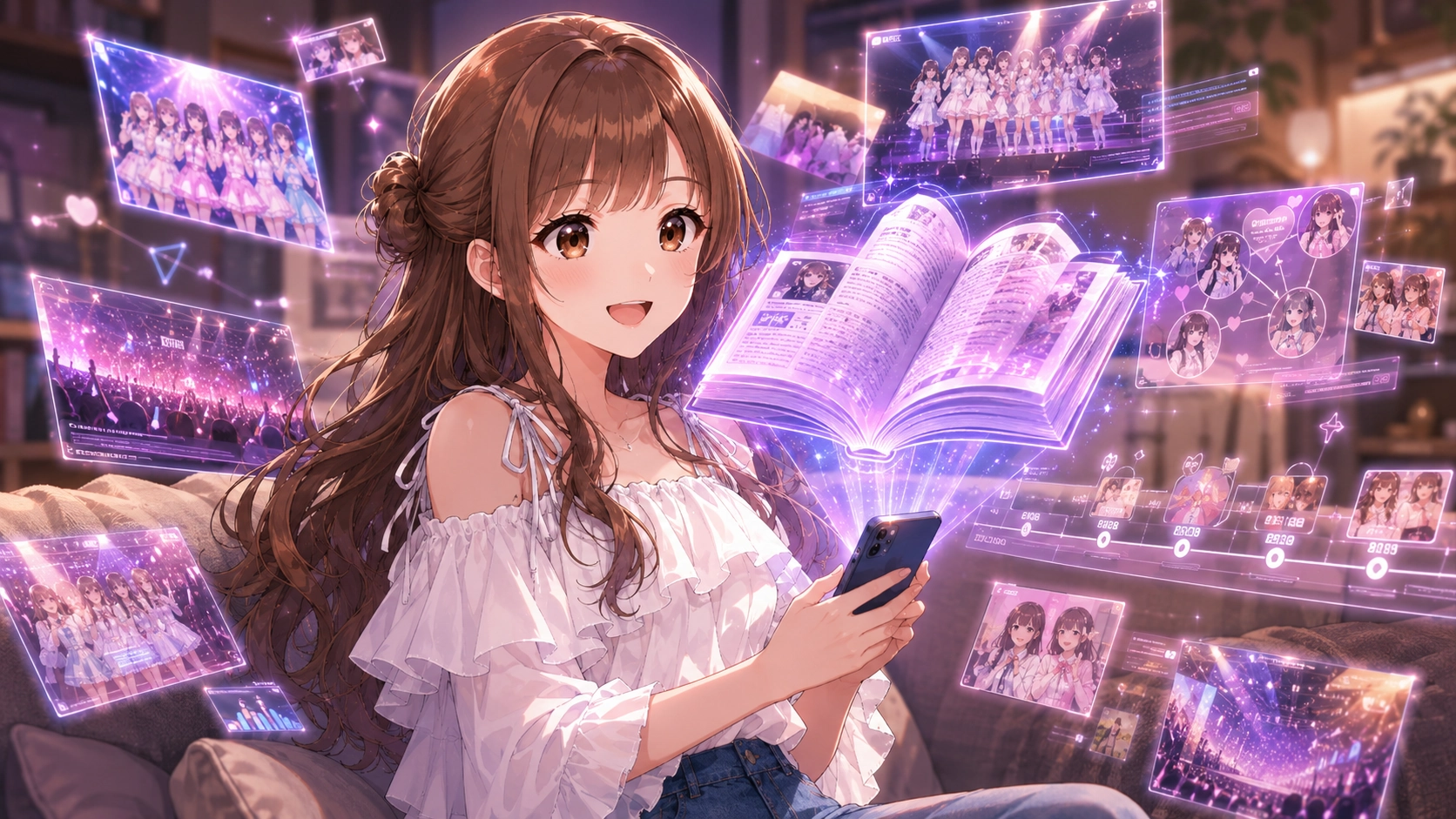 AIを活用して趣味の時間を大いに楽しみ、充実した毎日を送る女性の笑顔
