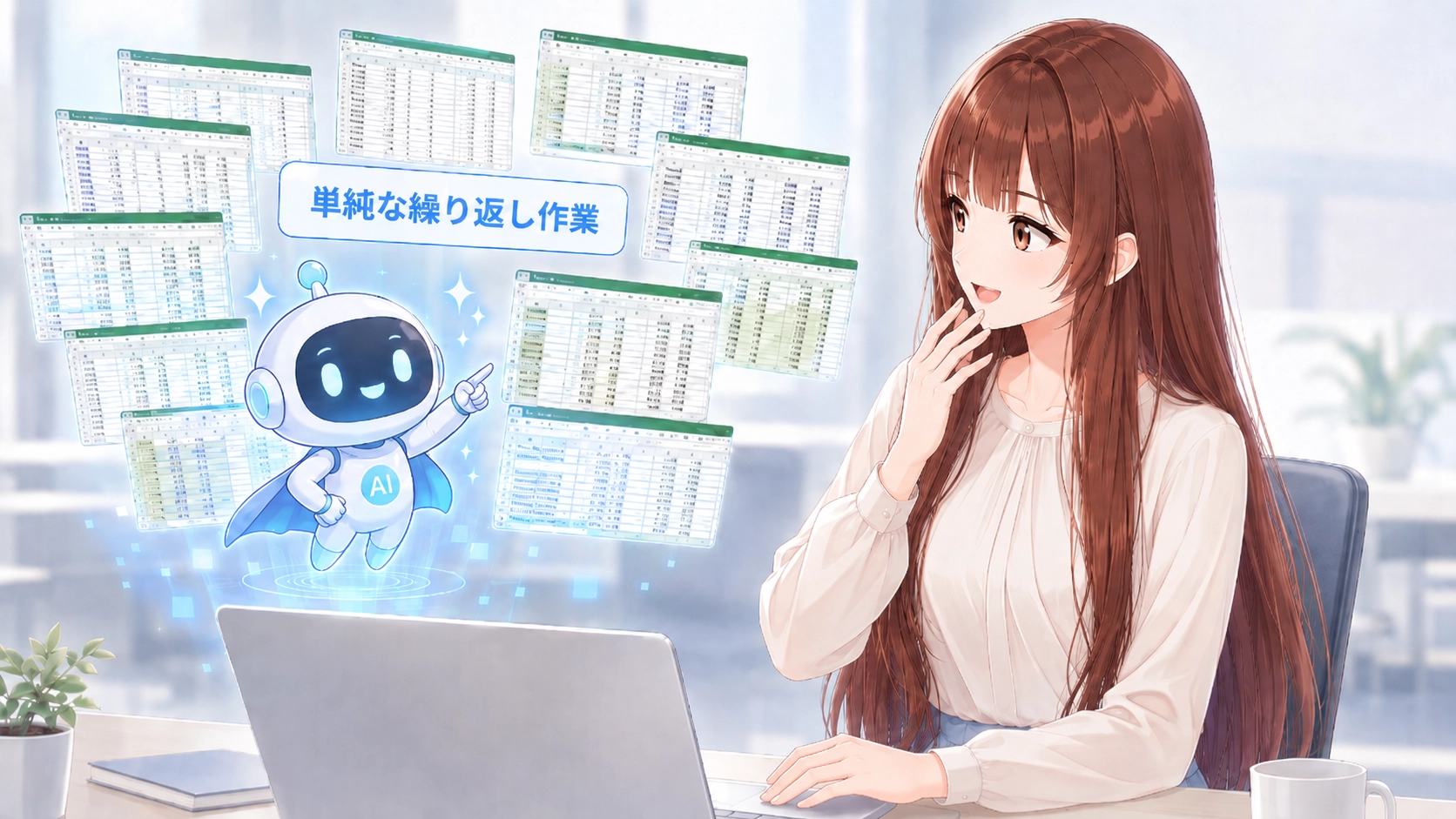 ChatGPTに「この作業を自動化したい」と業務フローを箇条書きで相談しているイメージ