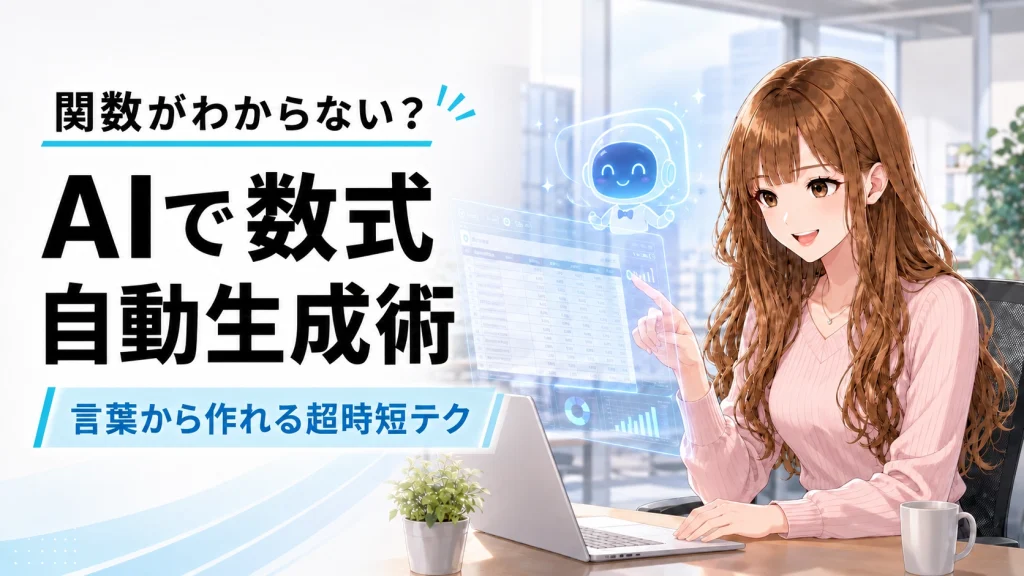 AIとスプレッドシートを活用して笑顔を見せる女性