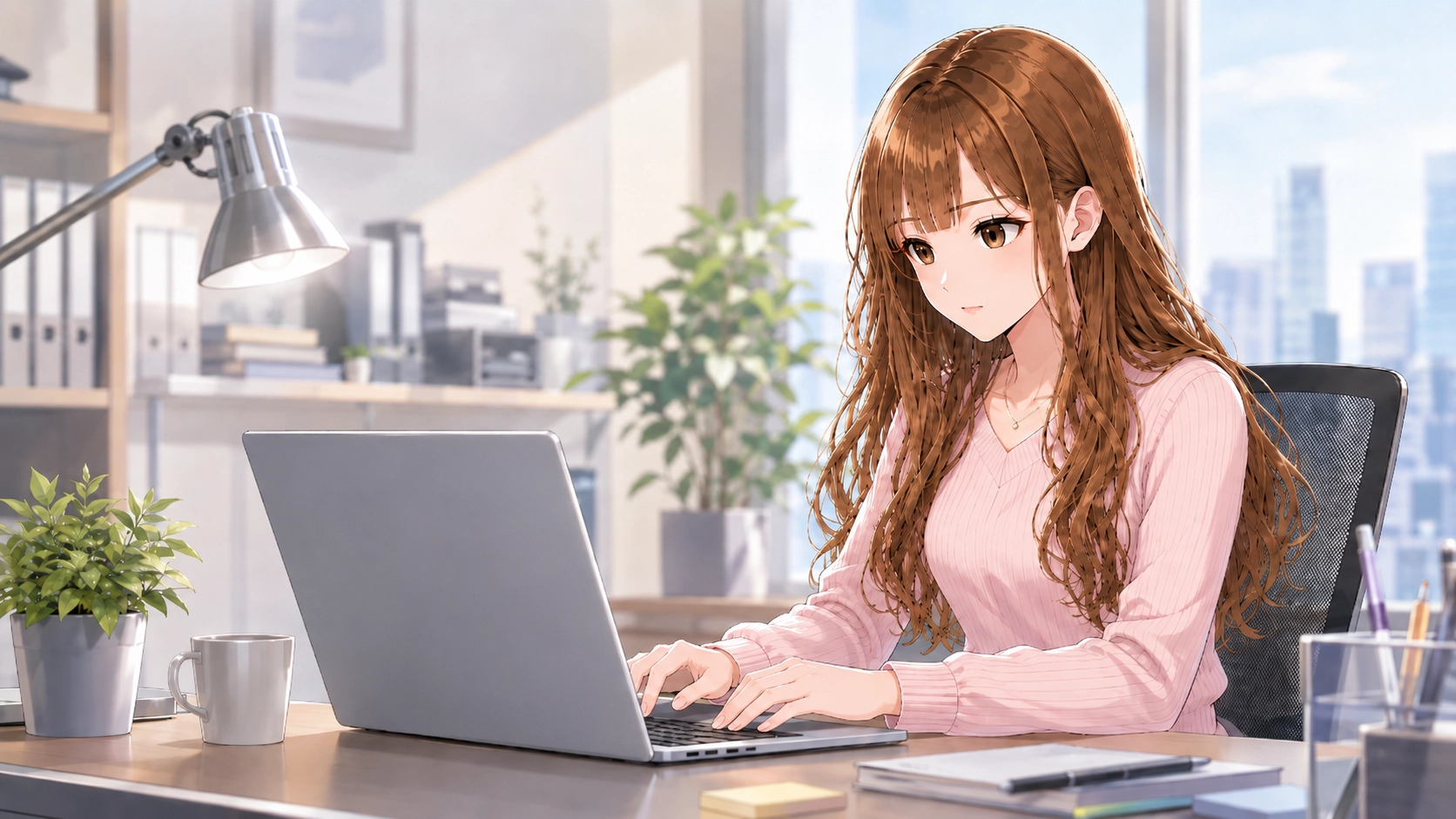AIチャットにプロンプトを入力する女性
