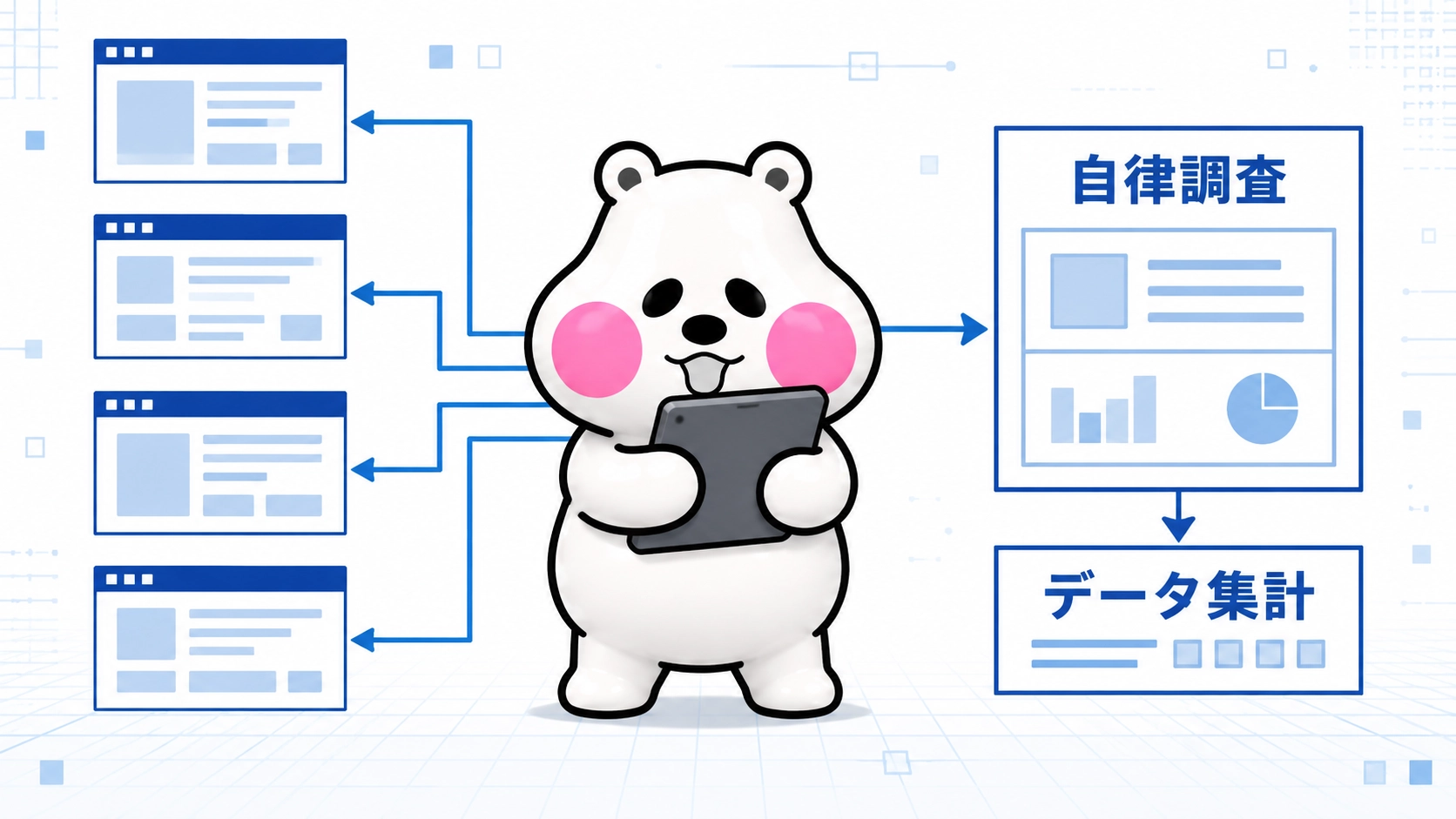 ミフオがタブレットを使って図解説明をしている様子