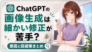 ChatGPTの画像生成は細かい修正が苦手なのか、原因と回避策を解説する記事のアイキャッチ画像。