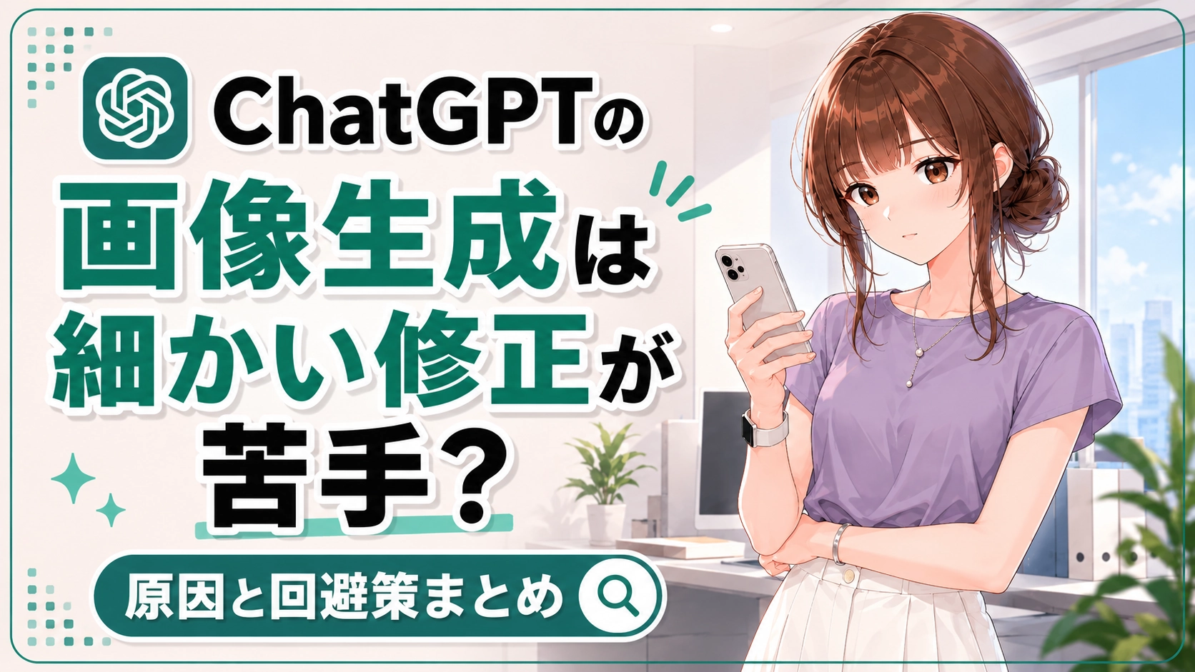ChatGPTの画像生成は細かい修正が苦手なのか、原因と回避策を解説する記事のアイキャッチ画像。