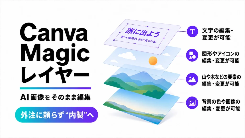 Canva Magic LayersでAI画像をそのまま編集し内製する記事のアイキャッチ