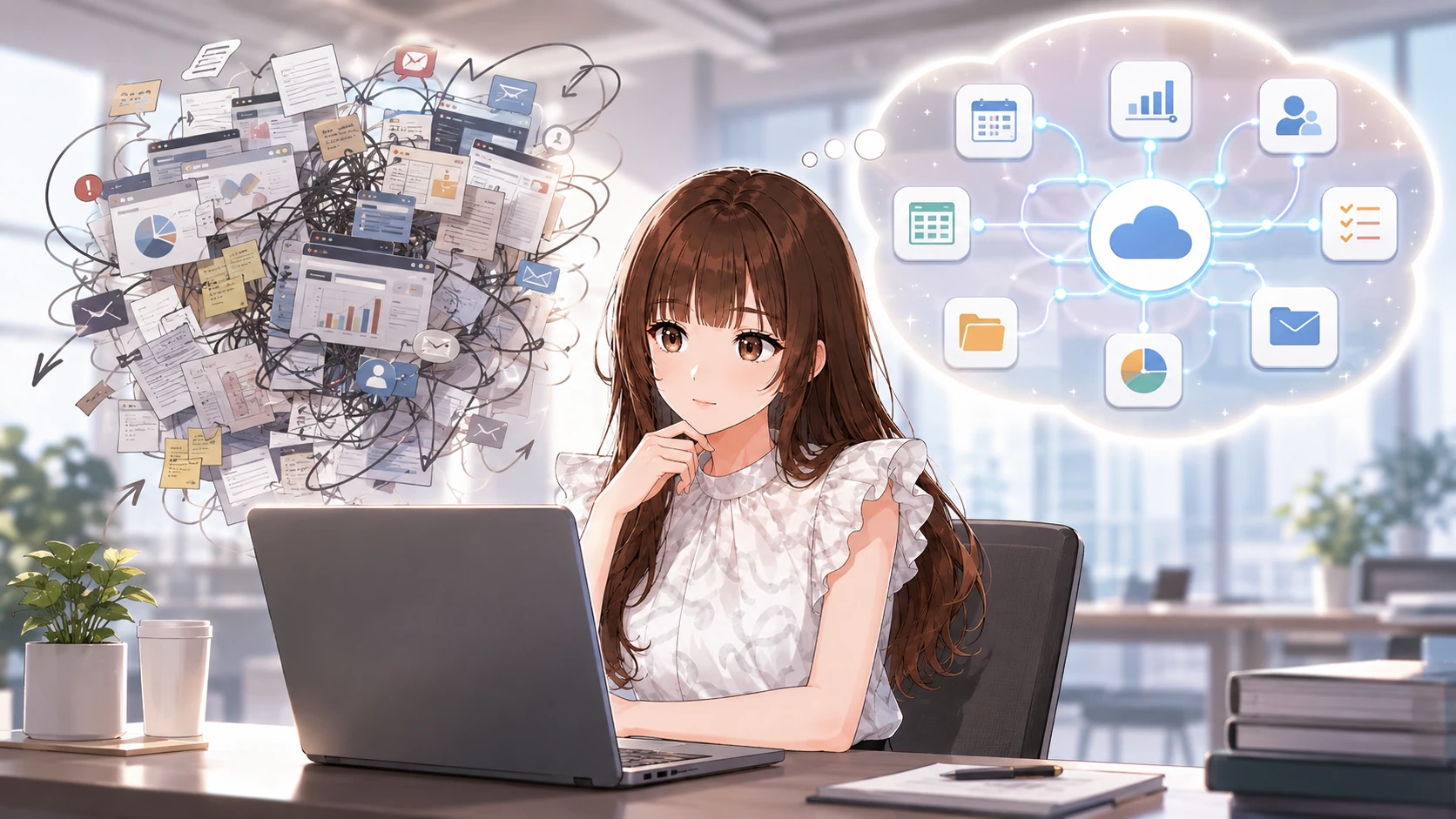 ツールを連携させて手作業のコピー＆ペーストを劇的に減らす業務効率化のイメージ