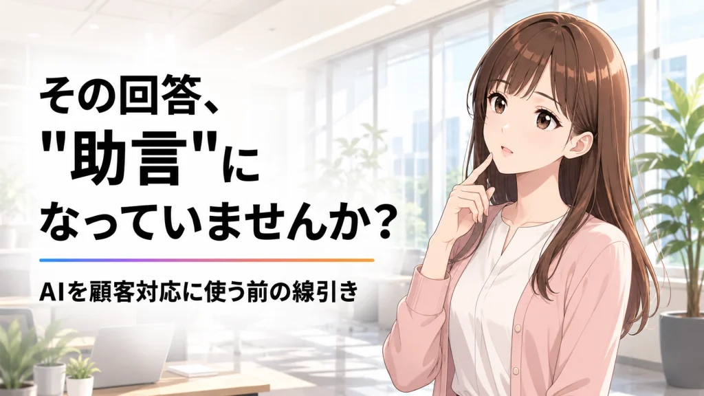 AIの回答を顧客対応に使っていい?情報提供と個別アドバイスの境界線