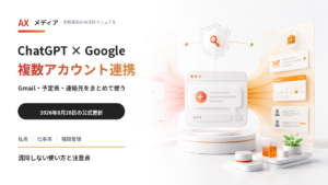ChatGPTでGmail、Googleカレンダー、Google連絡先の複数アカウントを連携する方法と注意点を解説するアイキャッチ画像