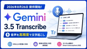 Gemini 3.5 Transcribeの提供開始と、高精度な音声文字起こし、85以上の言語対応などを紹介するアイキャッチ画像