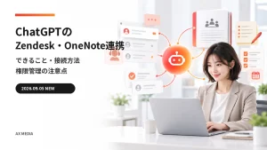 ChatGPTのZendesk・OneNote連携の使い方と権限管理を紹介するアイキャッチ画像