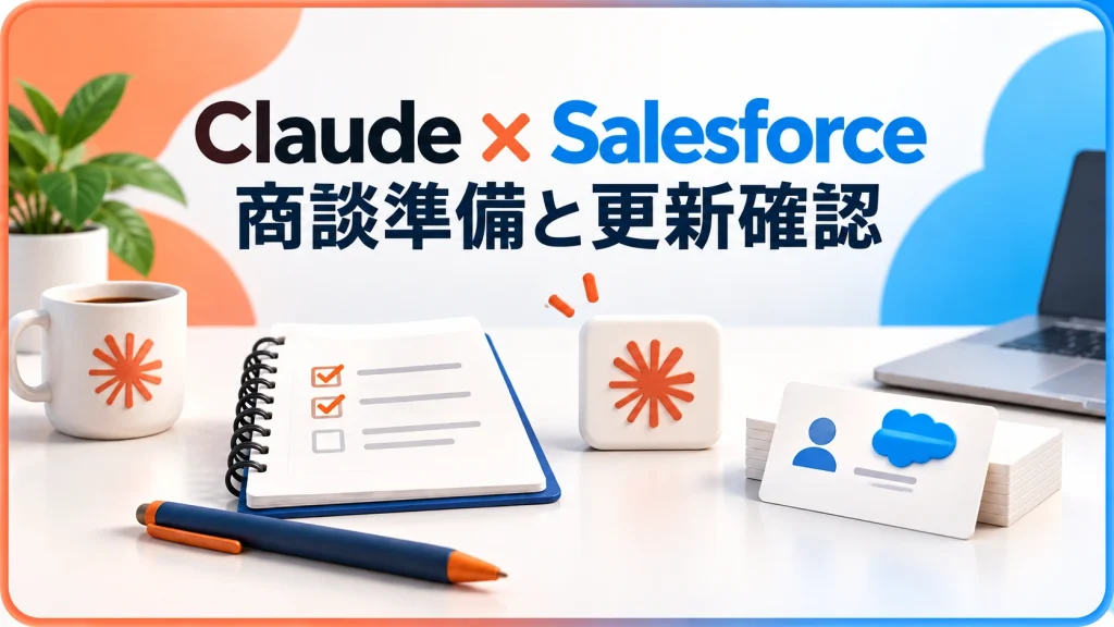 Claude × Salesforce 商談準備と更新確認を伝えるアイキャッチ画像