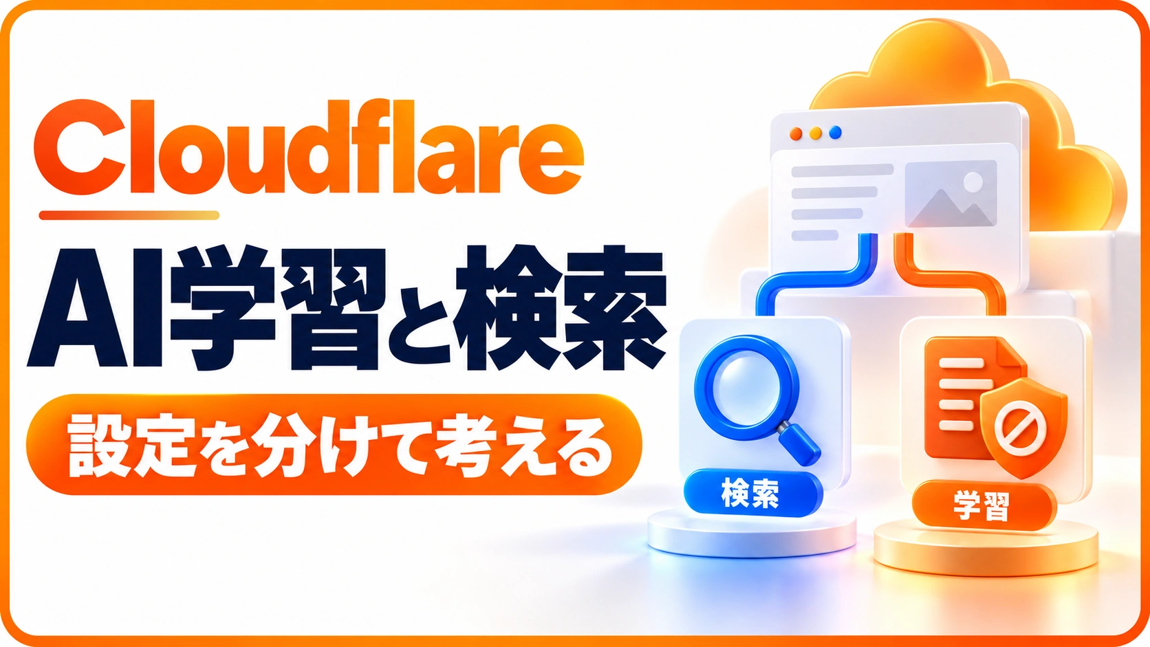 CloudflareでAI学習と検索の設定を分けて考えるポイントを示すアイキャッチ画像