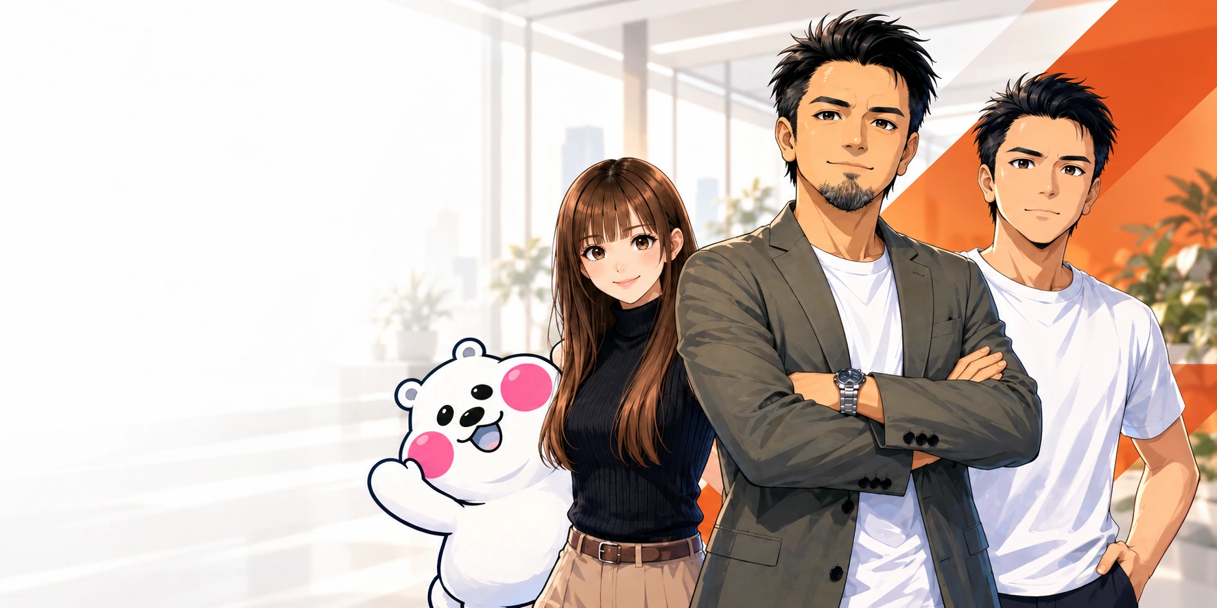 AXメディアの公式キャラクター、BOSS・こおじ・さくらこ・ミフオ