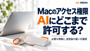 MacでAIに許可するアクセス範囲と送信後の情報の扱いを確認するアイキャッチ画像