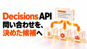 OpenAI Decisions APIで問い合わせを決めた候補へ振り分ける仕組みを表したアイキャッチ画像