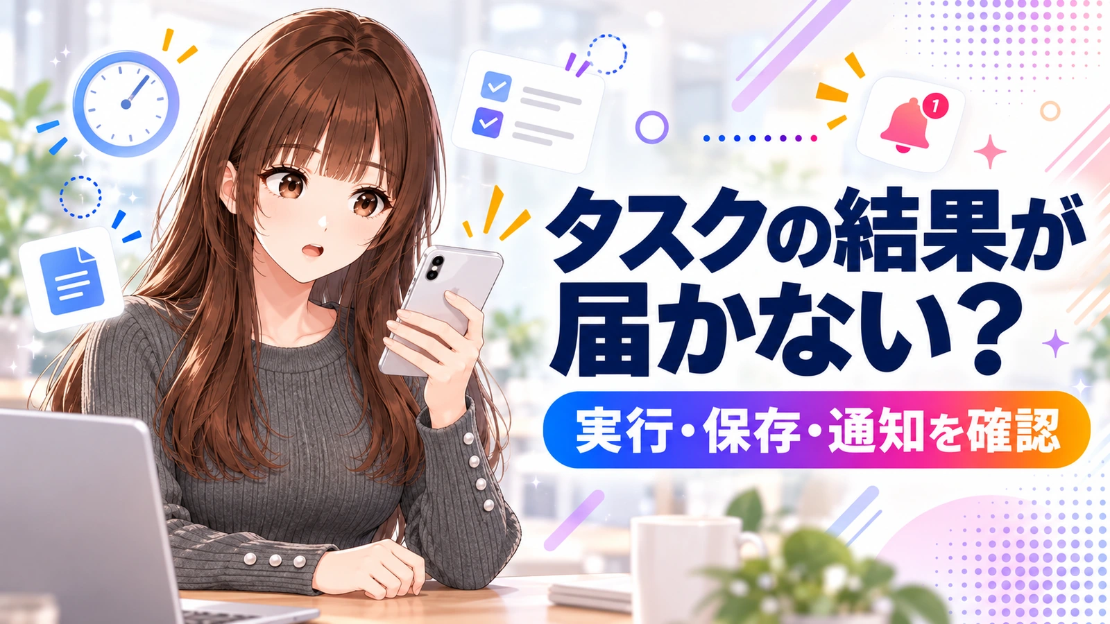 ChatGPTの定期タスクの実行・保存・通知を確認するさくらこのアイキャッチ画像