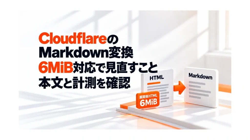 CloudflareのMarkdown変換が6MiB対応。サイト担当者の確認点を解説するアイキャッチ画像