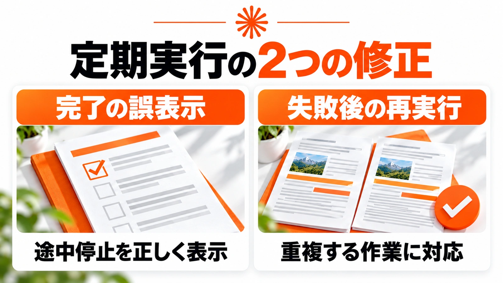 Claudeの定期実行の2つの修正。完了の誤表示:途中停止を正しく表示。失敗後の再実行:重複する作業に対応