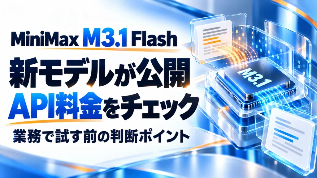 MiniMax M3.1 Flashが公開。API料金と業務で試す前の判断ポイントの記事のアイキャッチ画像