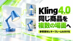 Kling 4.0で商品や人物を複数場面へ。参照素材とキーフレームの役割を分けるの記事のアイキャッチ画像
