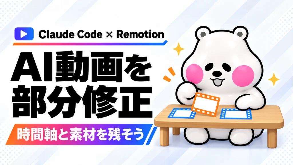 「AI動画の一部だけ直したい。Claude CodeとRemotionで修正できる時間軸を残す」のアイキャッチ画像