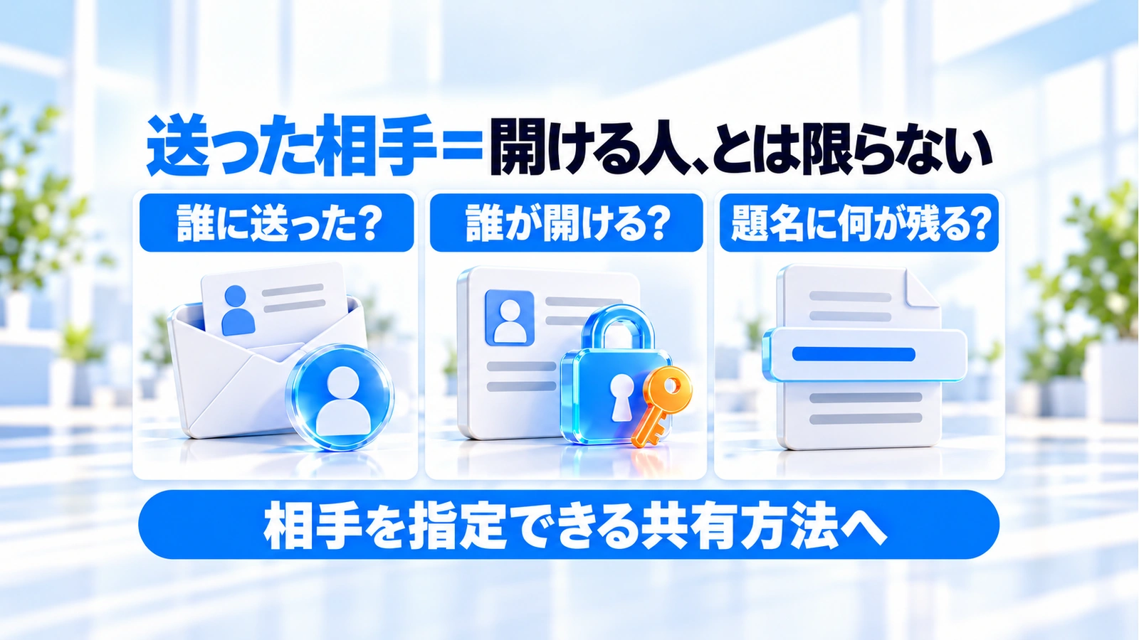 誰に送ったか、誰が開けるか、題名に何が残るかを分けて確認する3つの観点