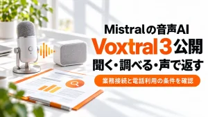 「MistralがVoxtral 3を公開。音声受付はどこまで任せられる？」のアイキャッチ画像