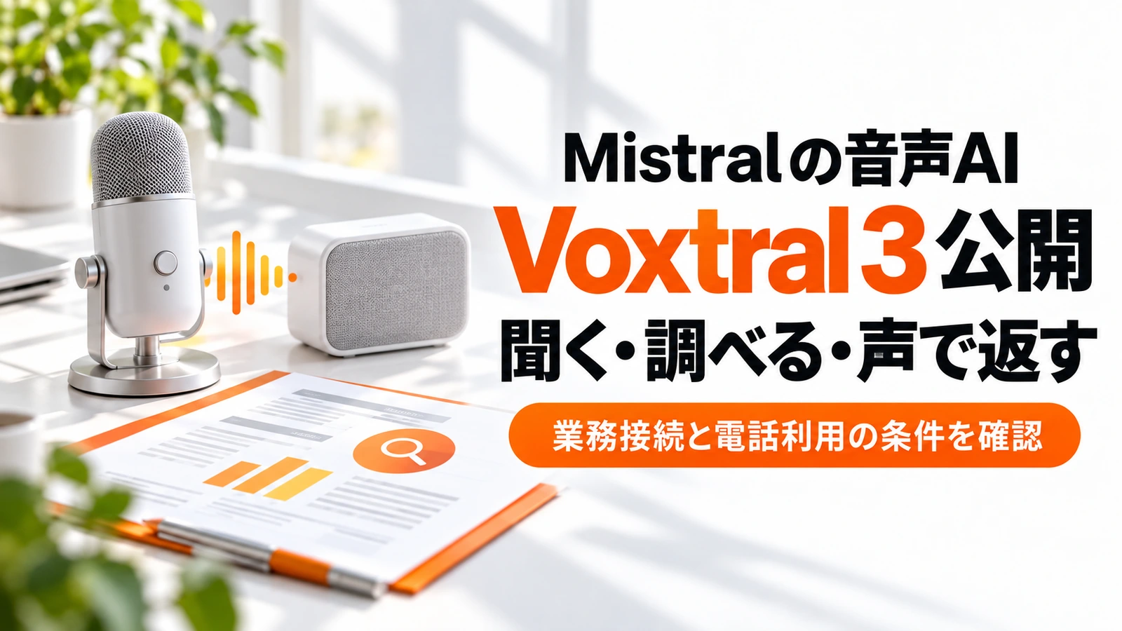 「MistralがVoxtral 3を公開。音声受付はどこまで任せられる？」のアイキャッチ画像