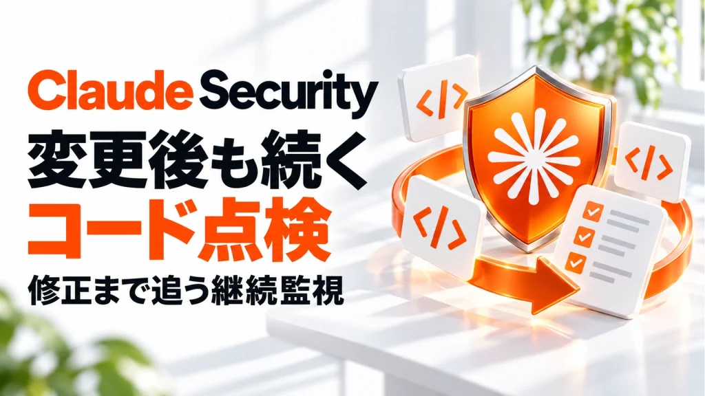 「Claude Securityが継続監視へ。修正の追跡・導入条件・費用を整理」のアイキャッチ画像