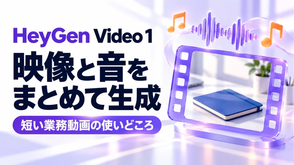 「HeyGen Video 1は映像と音を一緒に生成。短い業務動画での使い分けと料金条件」のアイキャッチ画像