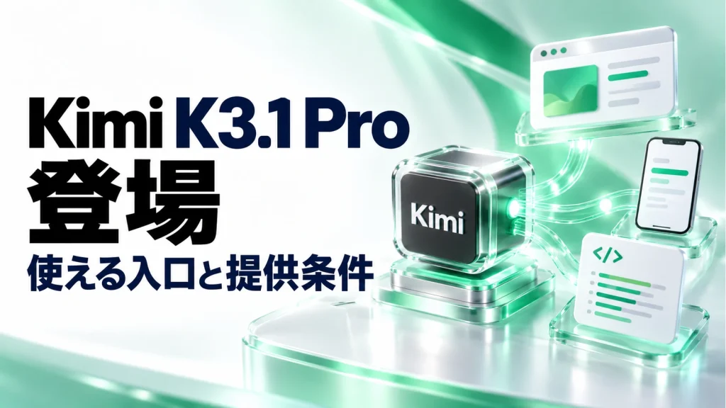 Kimi K3.1 Pro登場。使える入口と提供条件
