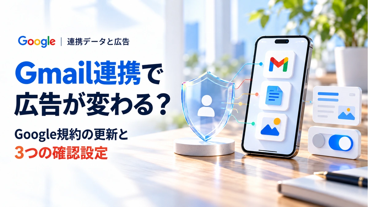 GoogleのGmail連携と広告利用、規約の更新と3つの確認設定