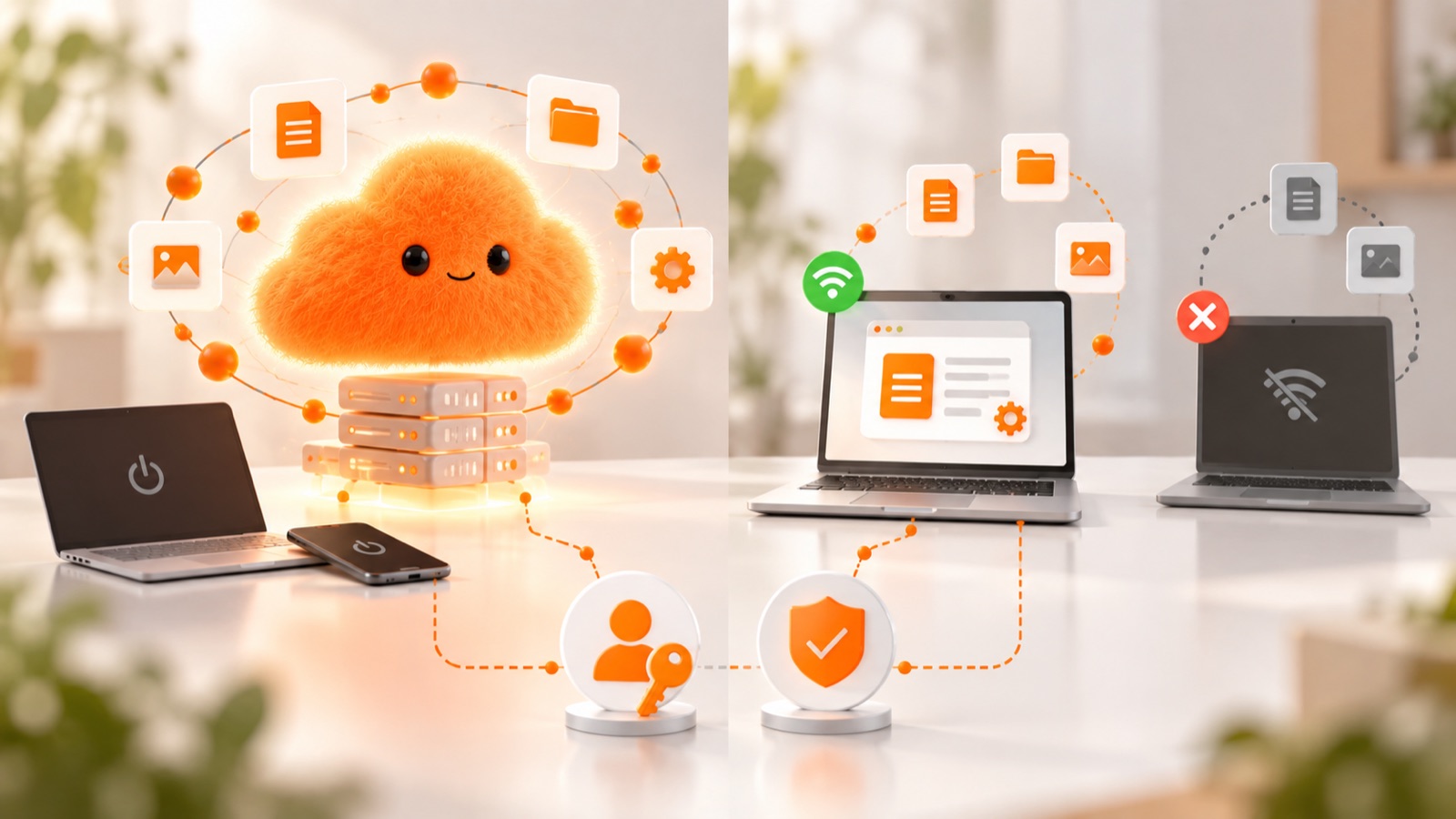 dotのクラウドPCは端末がオフでも継続可能。接続した自分のPCはオンラインとChatGPTアプリ起動が必要